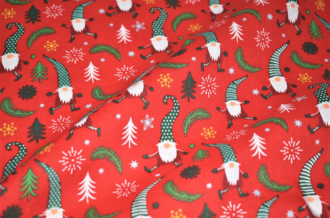 Printed Polycotton Fabric, Going Gonk Xmas Print