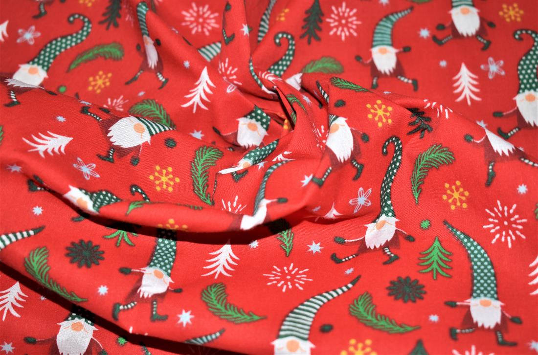 Printed Polycotton Fabric, Going Gonk Xmas Print