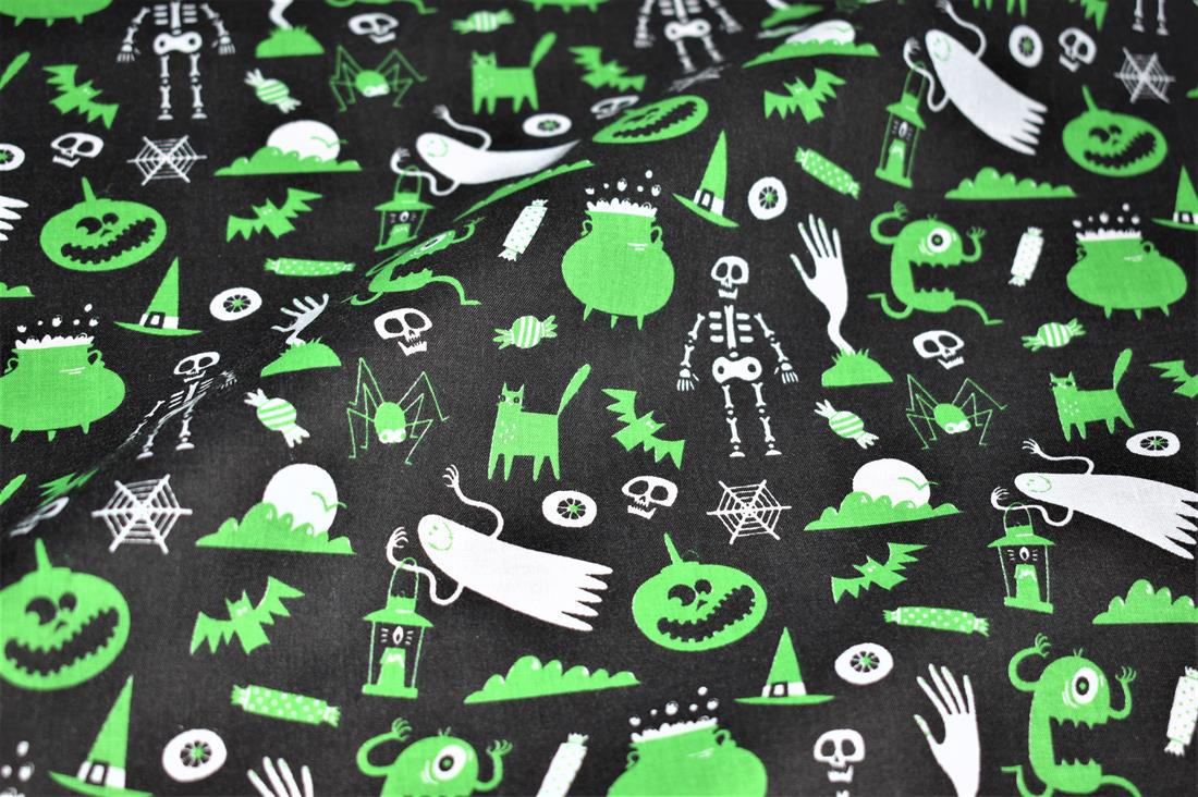 Printed Polycotton Fabric, Halloween Ghosts and Ghouls