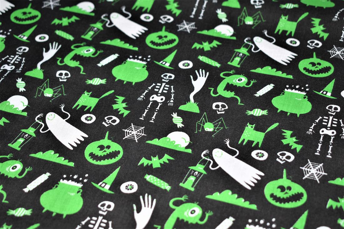 Printed Polycotton Fabric, Halloween Ghosts and Ghouls
