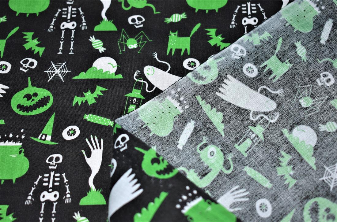 Printed Polycotton Fabric, Halloween Ghosts and Ghouls