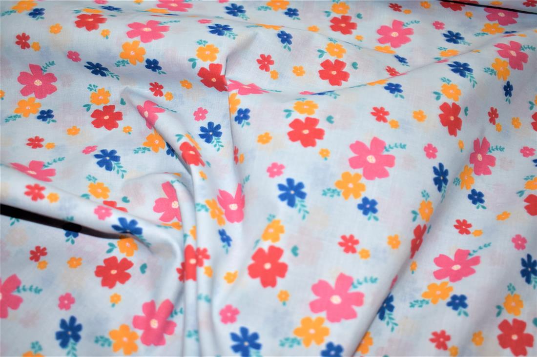 Blue Printed Polycotton Fabric