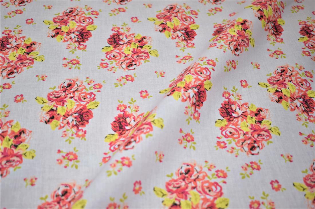 Sall Polycotton Vintage Floral Printed Fabric