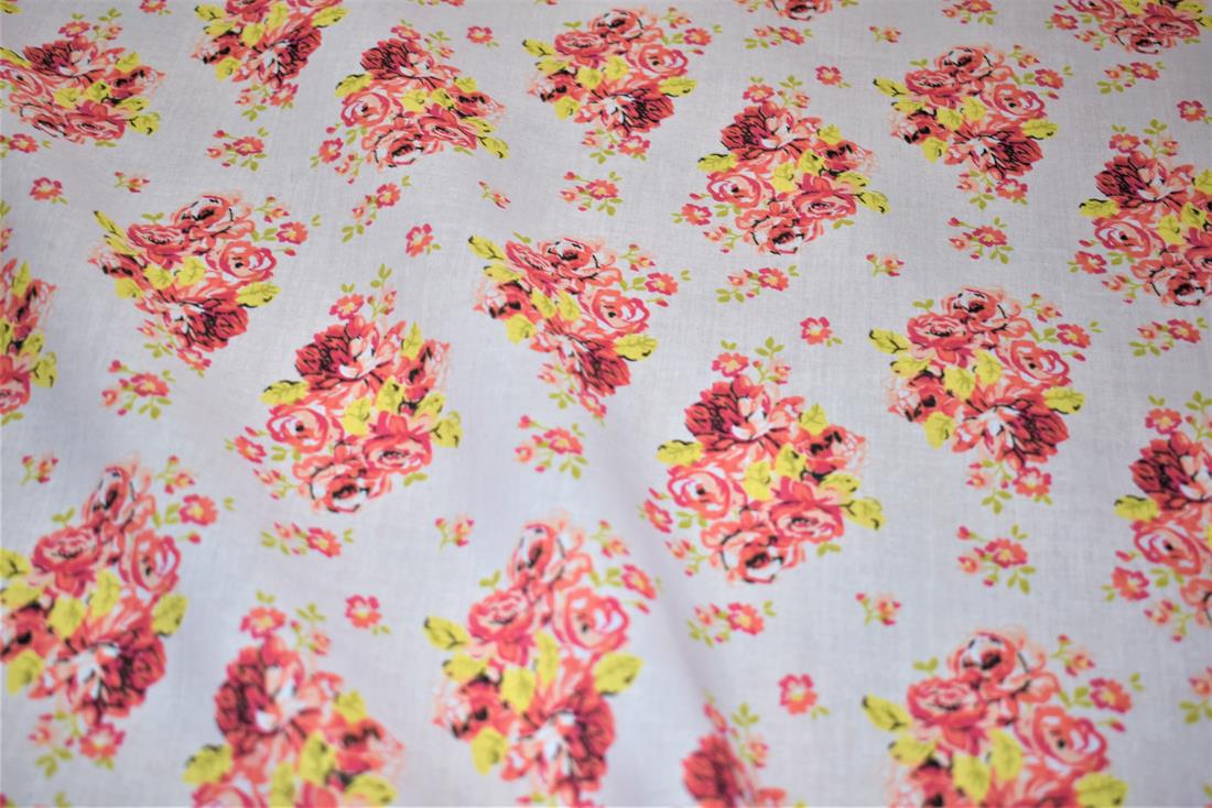 Sall Polycotton Vintage Floral Printed Fabric