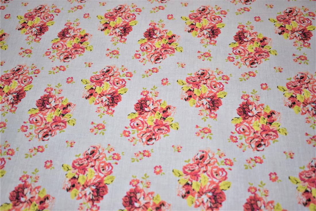 Sall Polycotton Vintage Floral Printed Fabric