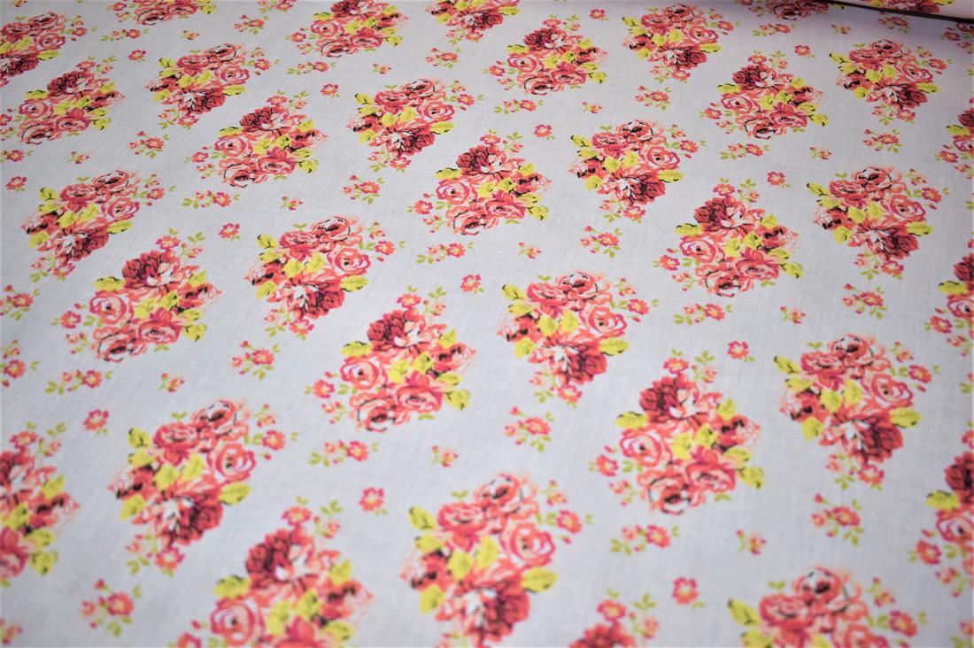 Sall Polycotton Vintage Floral Printed Fabric