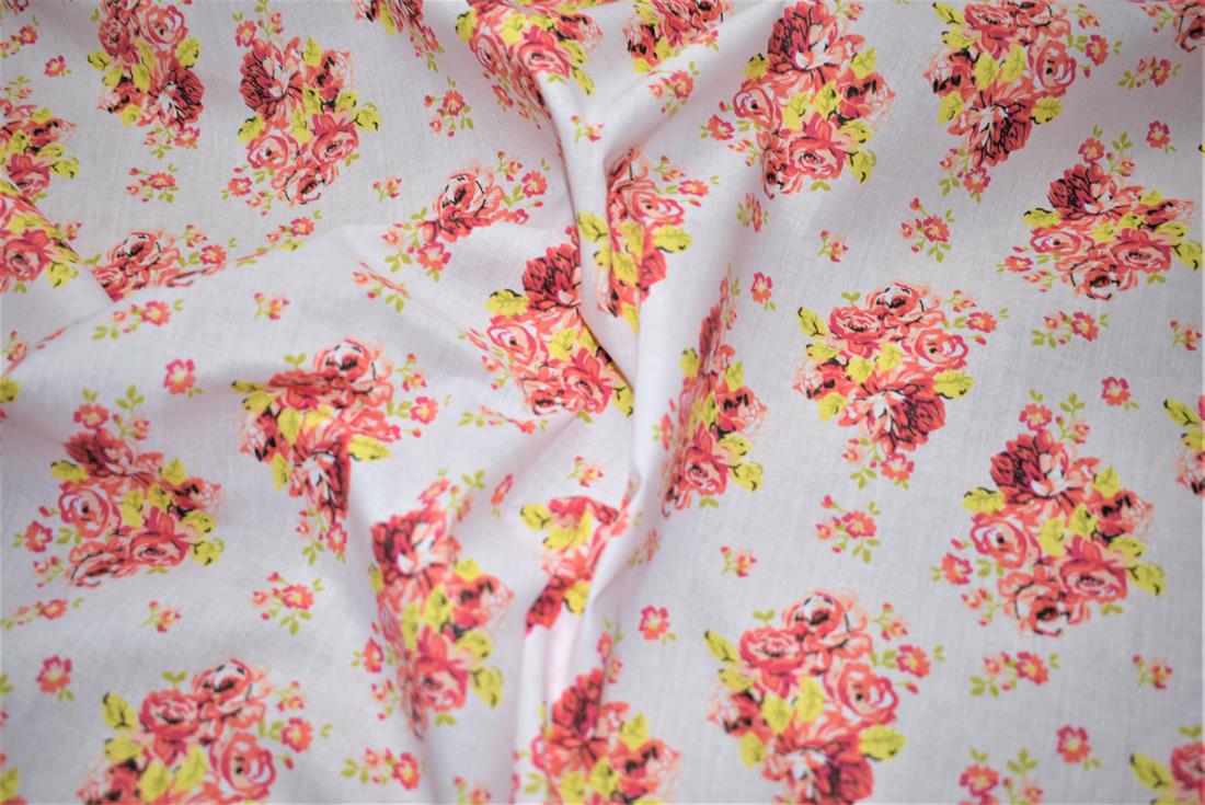 Sall Polycotton Vintage Floral Printed Fabric