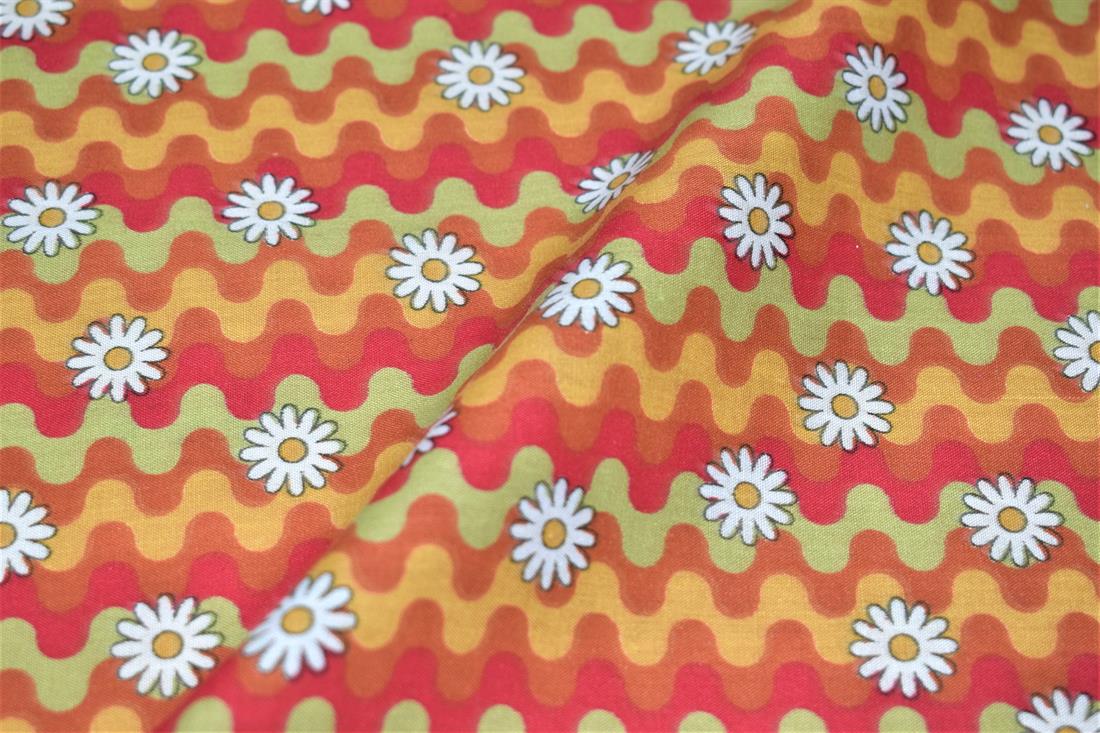 Sunset Daisies Polycotton Printed Fabric