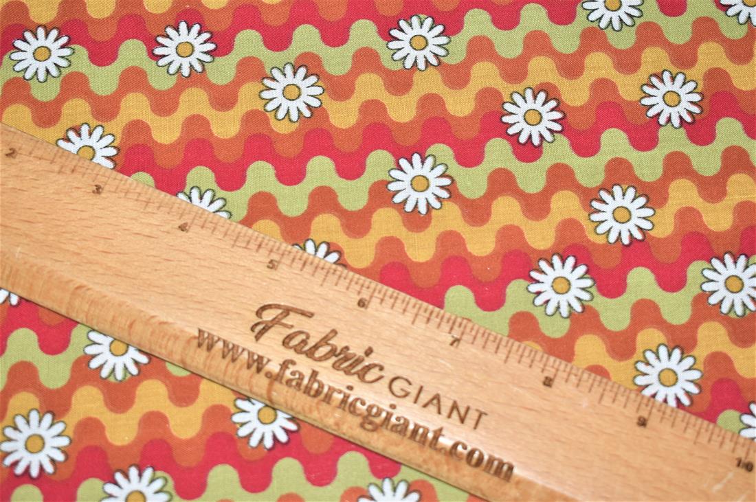 Sunset Daisies Polycotton Printed Fabric