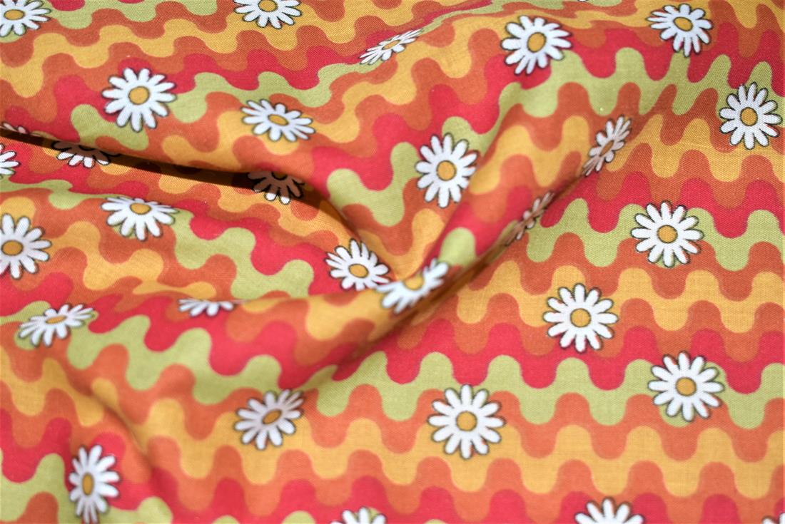 Sunset Daisies Polycotton Printed Fabric