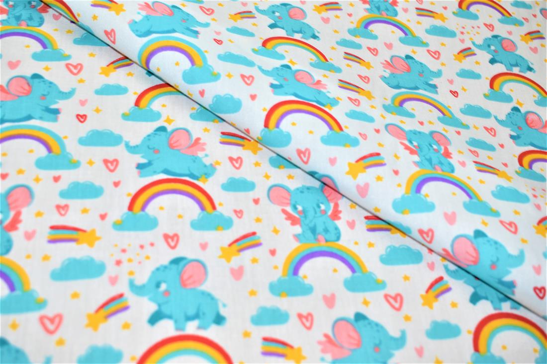 White & Blue Unicorns Printed PolyCotton Fabric