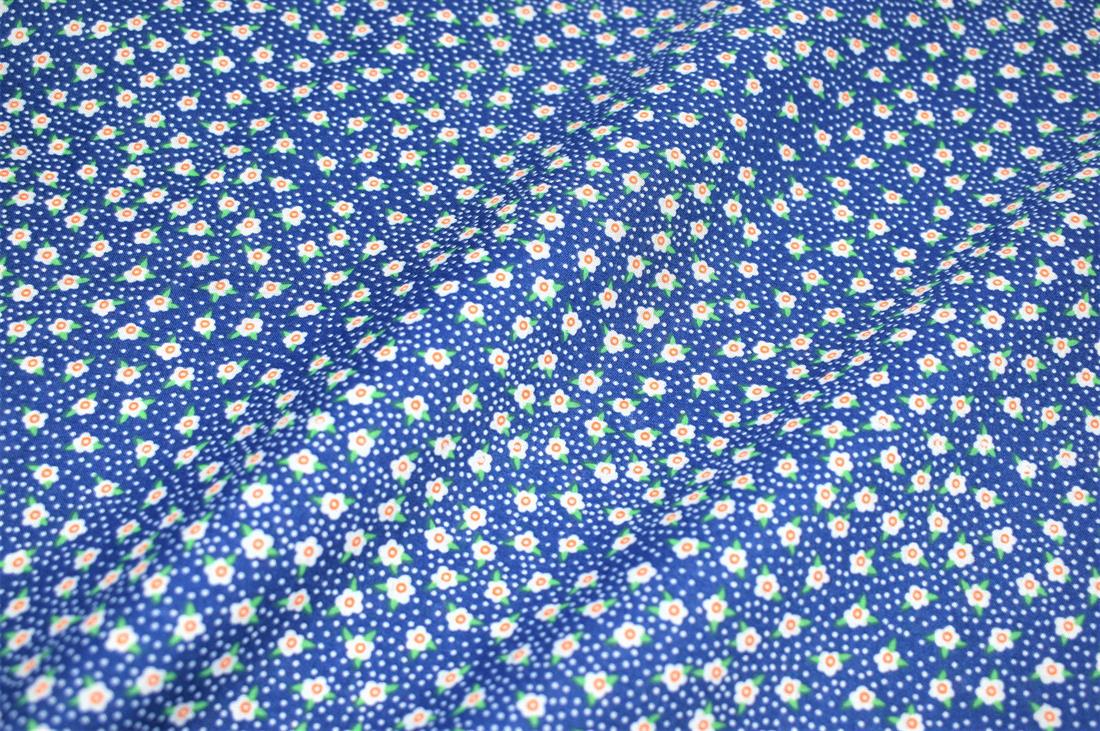 Blue Printed Polycotton Fabric