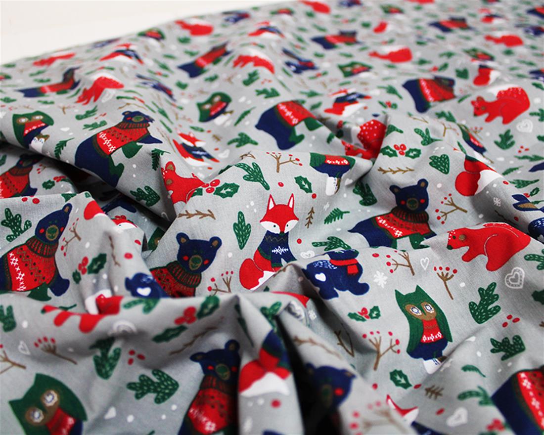 Christmas Woodland Polycotton Wrap Your Creativity in Coziness with