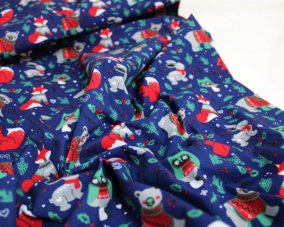 Christmas Woodland Polycotton Wrap Your Creativity in Coziness with