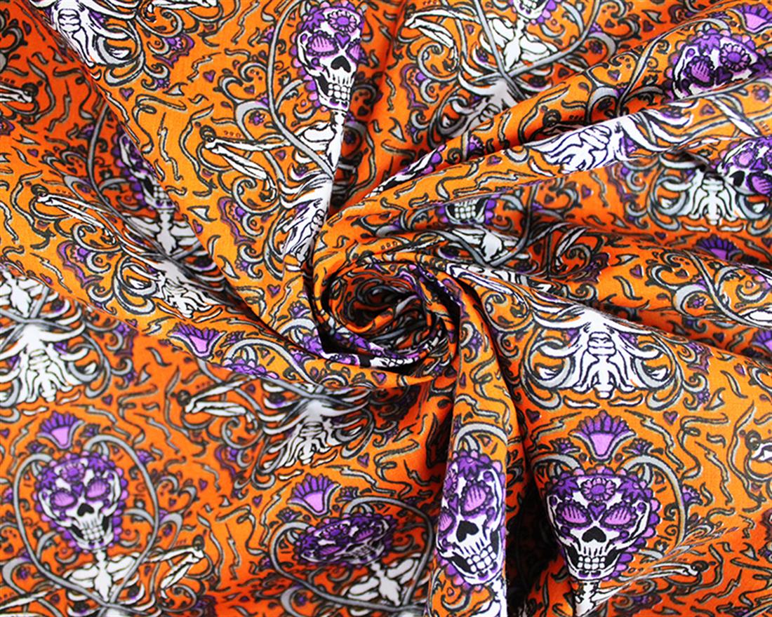 Halloween Skeleton Vines Polycotton Spooky Style Awaits with Fabric