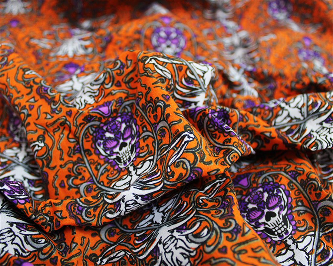 Halloween Skeleton Vines Polycotton Spooky Style Awaits with Fabric