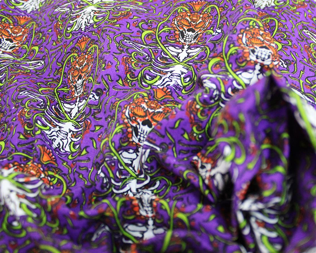 Halloween Skeleton Vines Polycotton Spooky Style Awaits with Fabric
