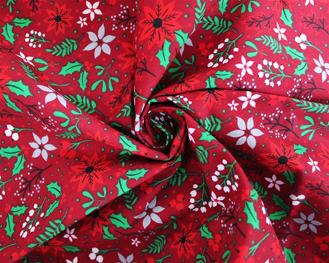 Christmas Poinsettia Polycotton Deck the Halls with the Vibrant Charm…