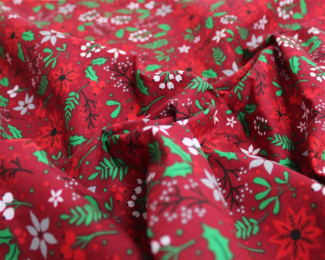 Christmas Poinsettia Polycotton Deck the Halls with the Vibrant Charm…