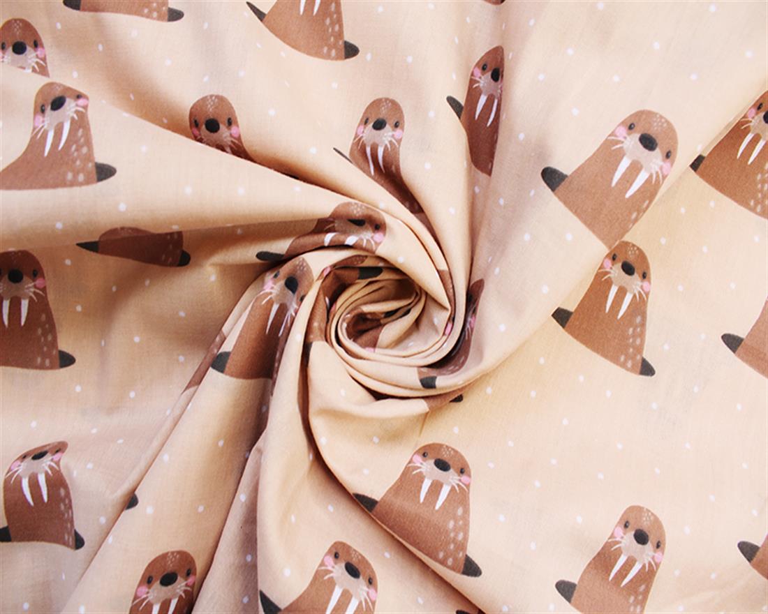 Whack a Walrus PolycottonA Playful Vibrant Printed Polycotton with a…