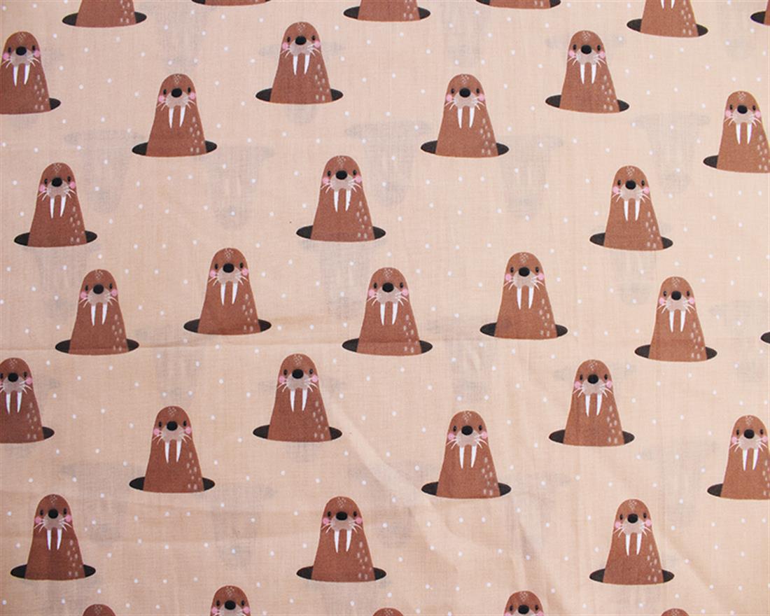 Whack a Walrus PolycottonA Playful Vibrant Printed Polycotton with a…