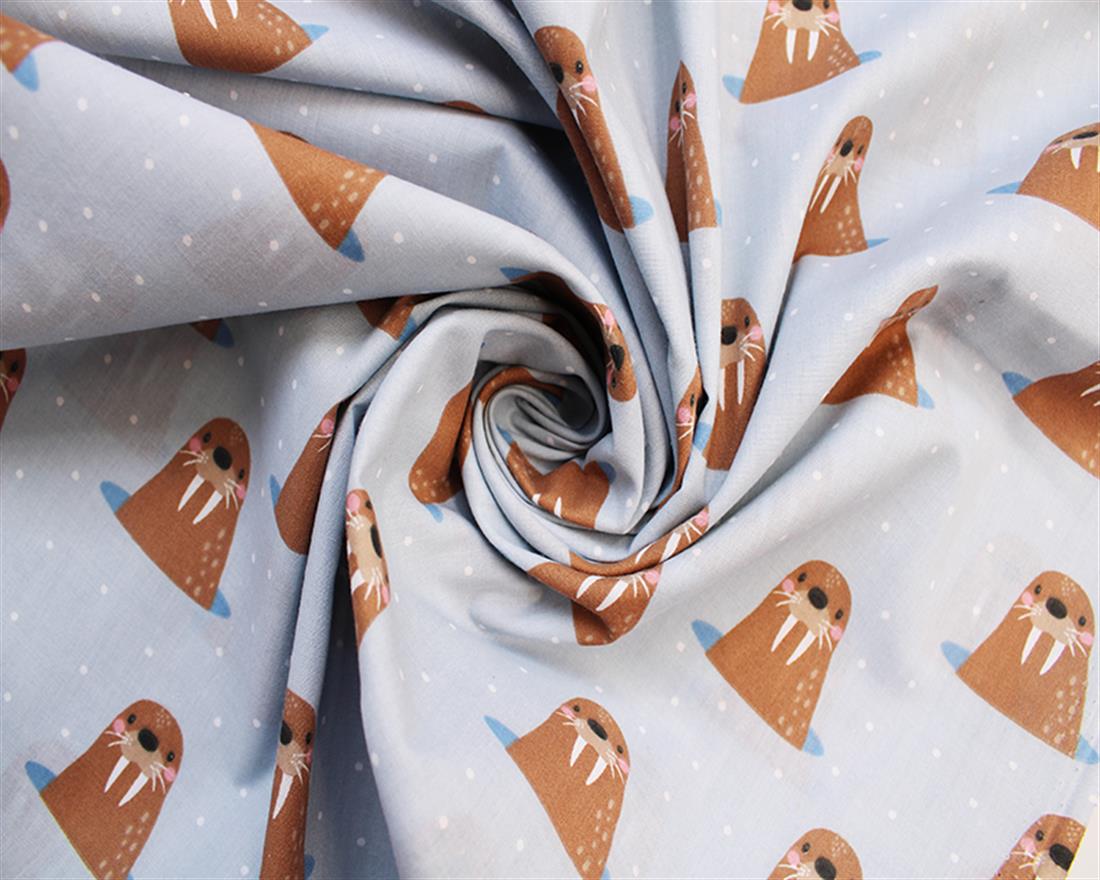 Whack a Walrus PolycottonA Playful Vibrant Printed Polycotton with a…