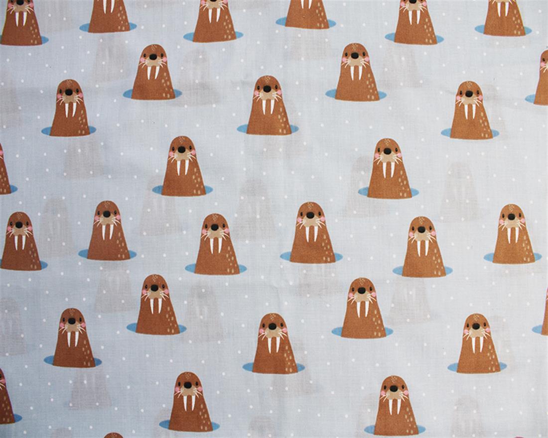 Whack a Walrus PolycottonA Playful Vibrant Printed Polycotton with a…