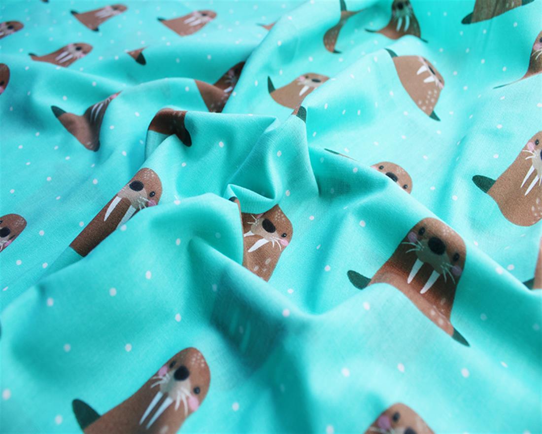 Whack a Walrus PolycottonA Playful Vibrant Printed Polycotton with a…