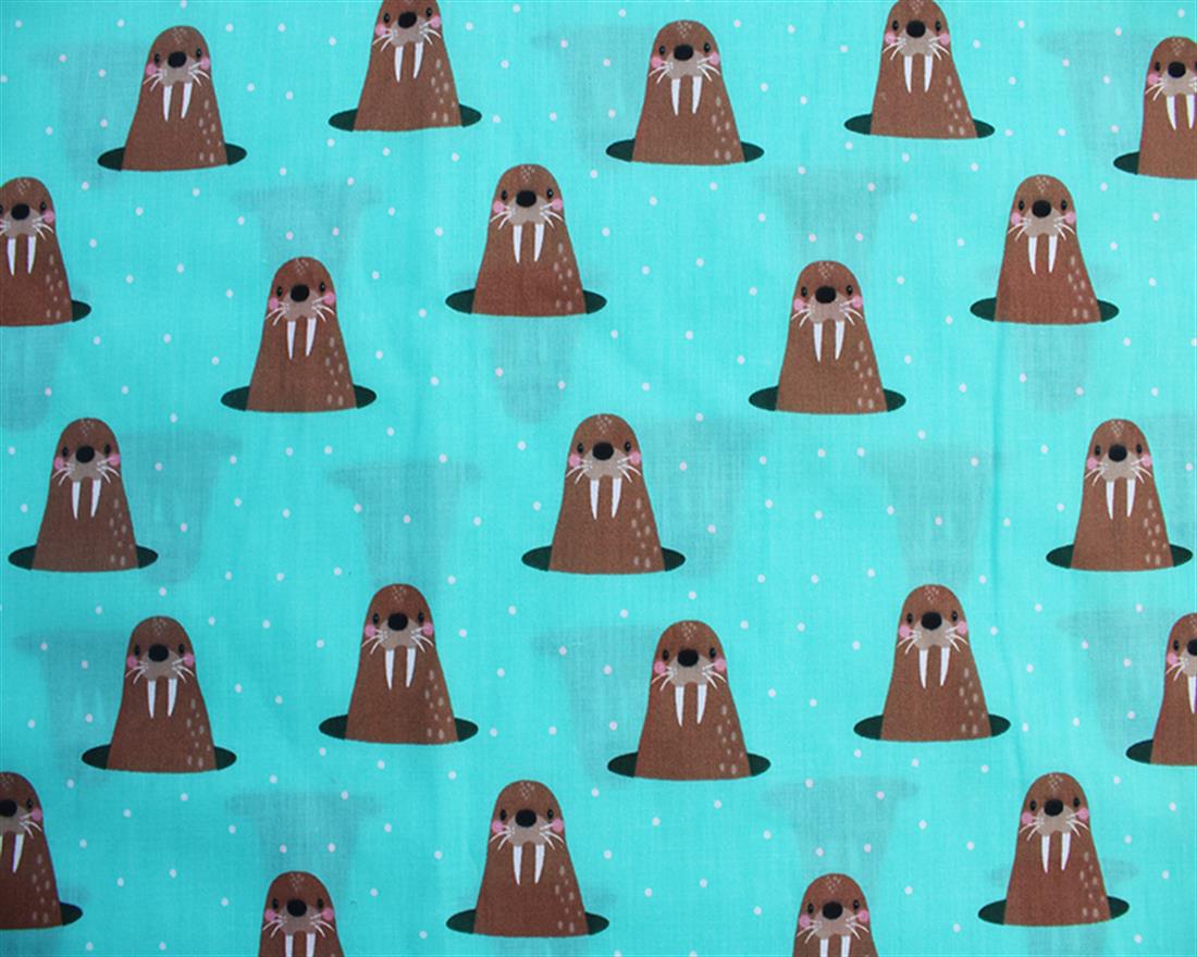 Whack a Walrus PolycottonA Playful Vibrant Printed Polycotton with a…