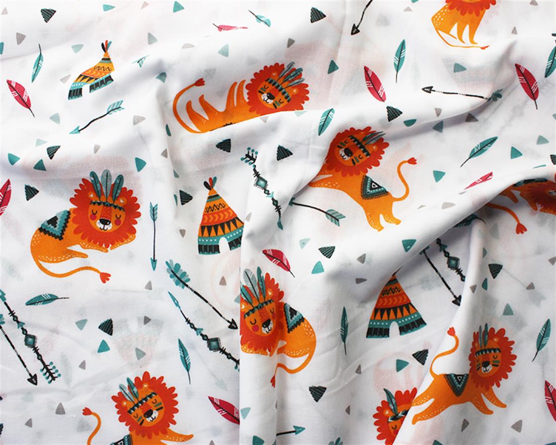Sleeping Lions Printed PolyCotton Fabric