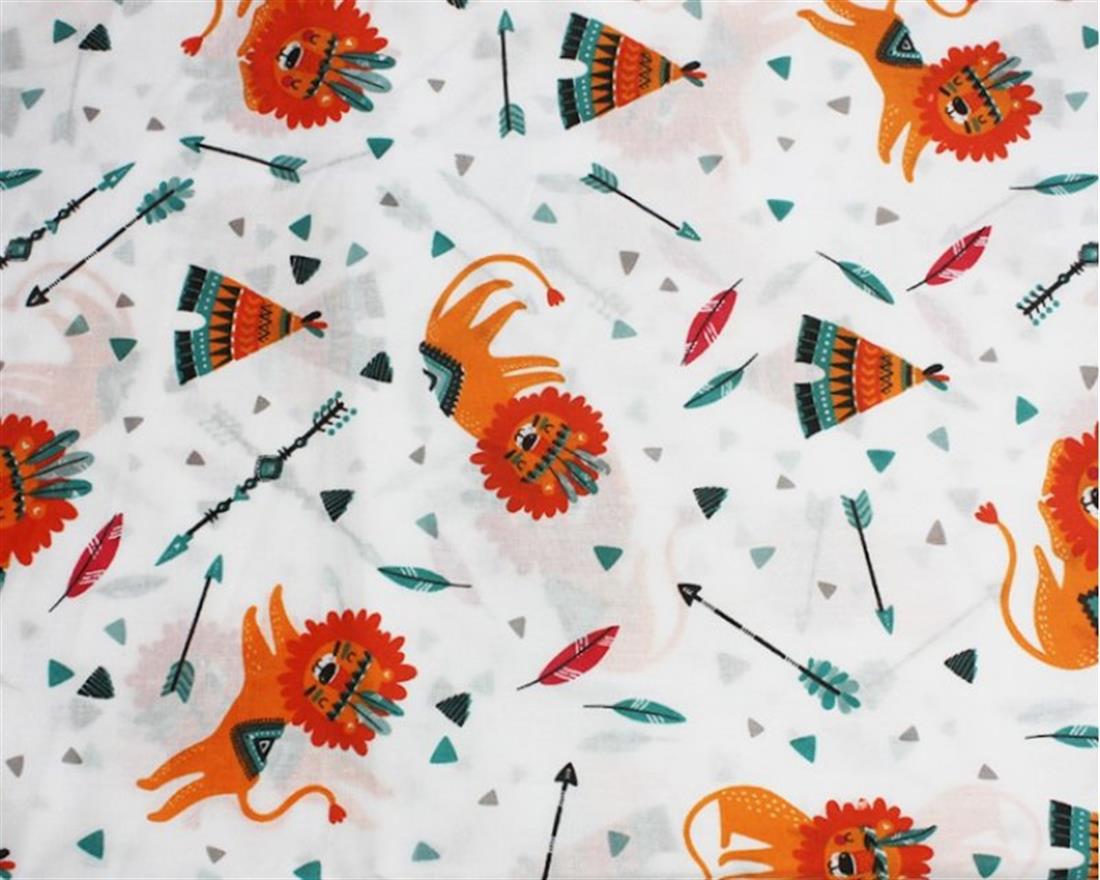 Sleeping Lions Printed PolyCotton Fabric