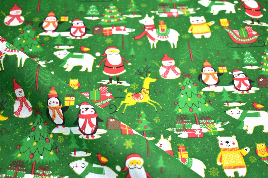 Christmas Printed Polycotton Fabric