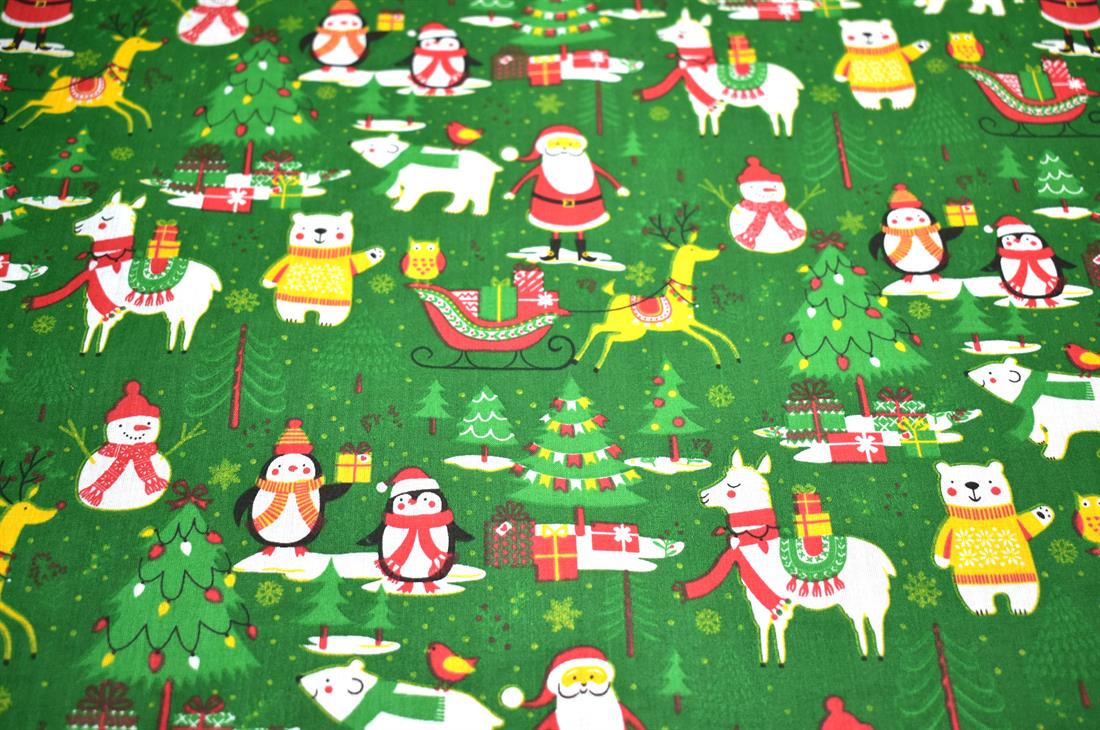 Christmas Printed Polycotton Fabric