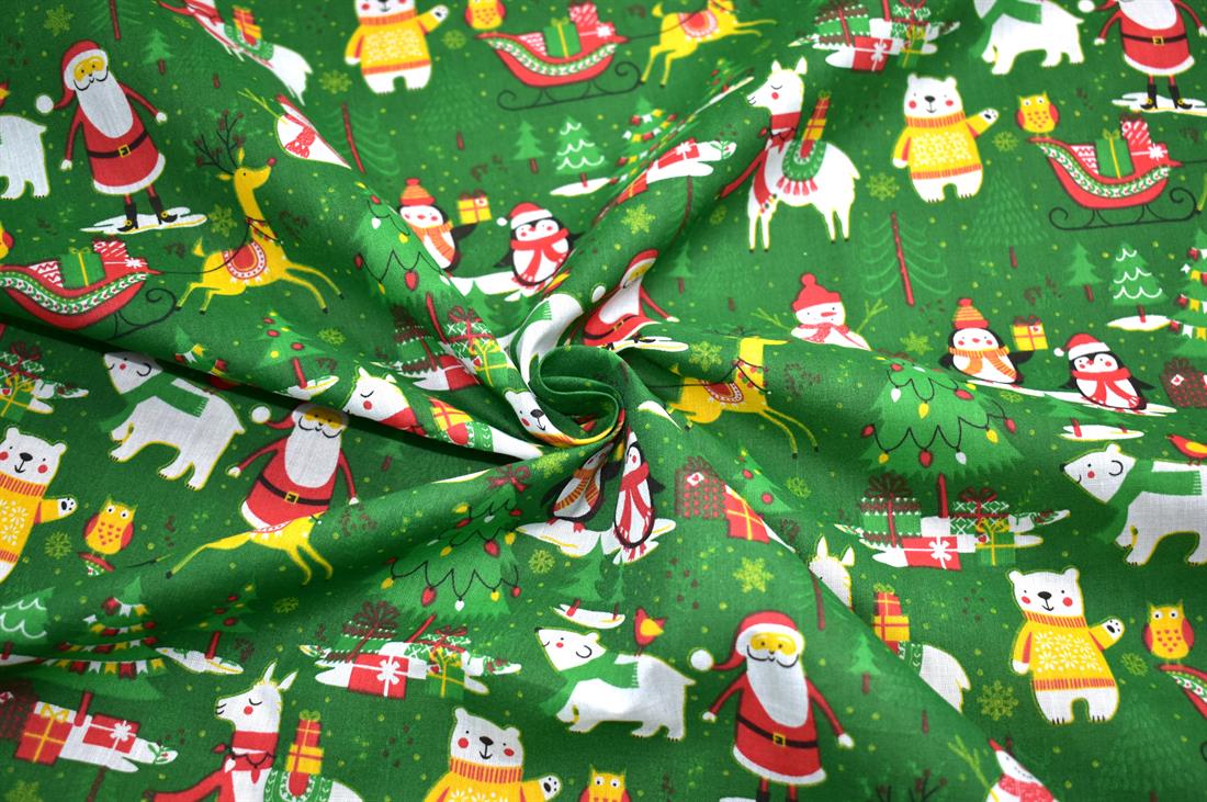 Christmas Printed Polycotton Fabric