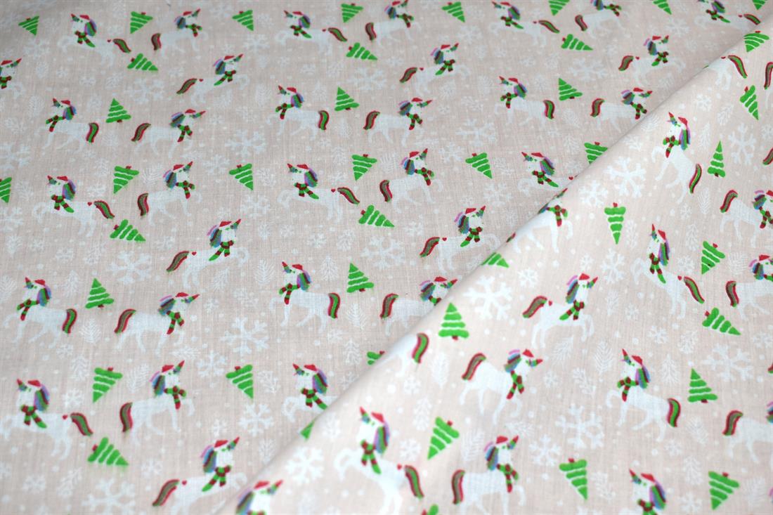 Light Peach Printed Polycotton Fabric