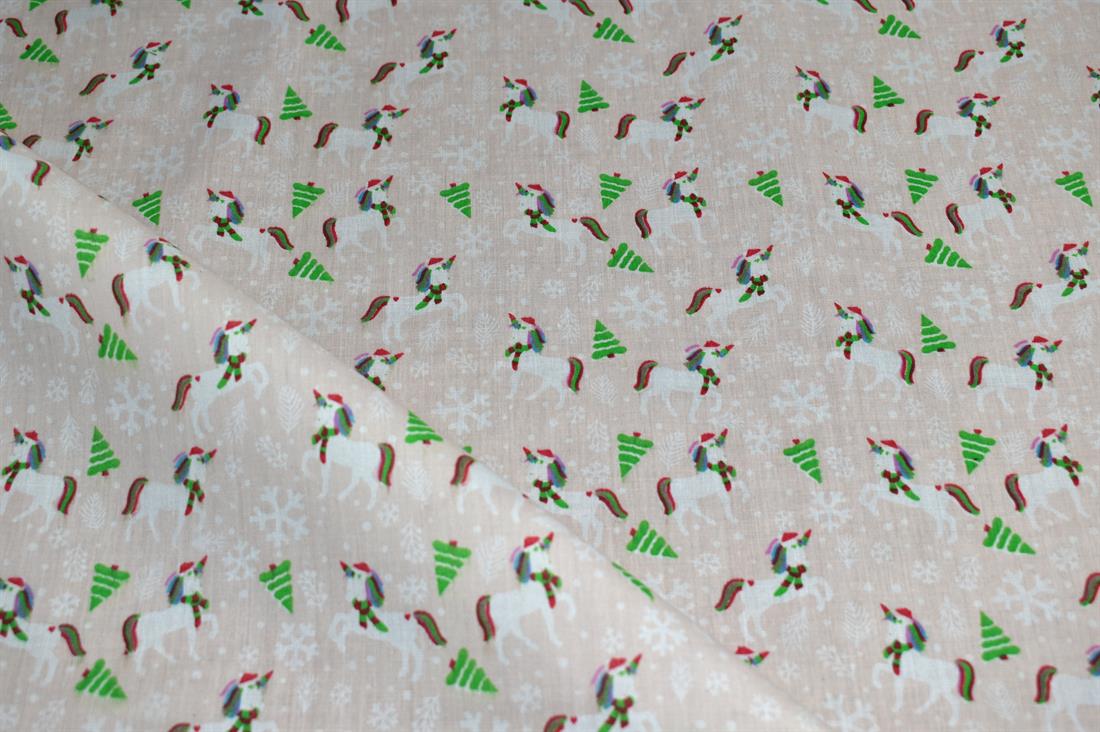 Light Peach Printed Polycotton Fabric