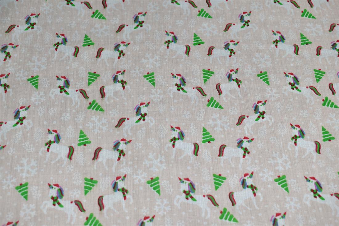 Light Peach Printed Polycotton Fabric