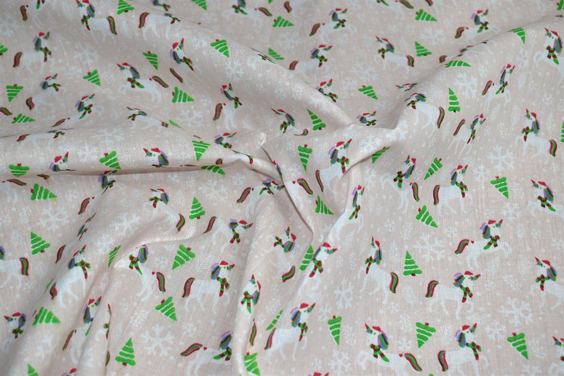 Light Peach Printed Polycotton Fabric