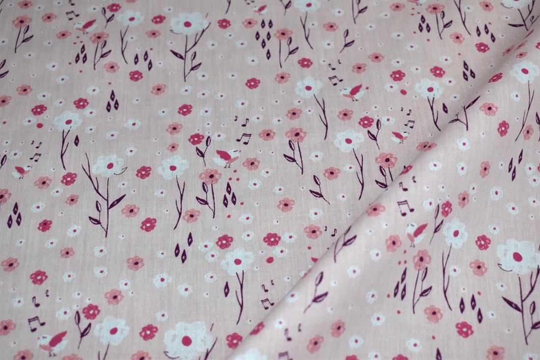 Light Pink Printed Polycotton Fabric