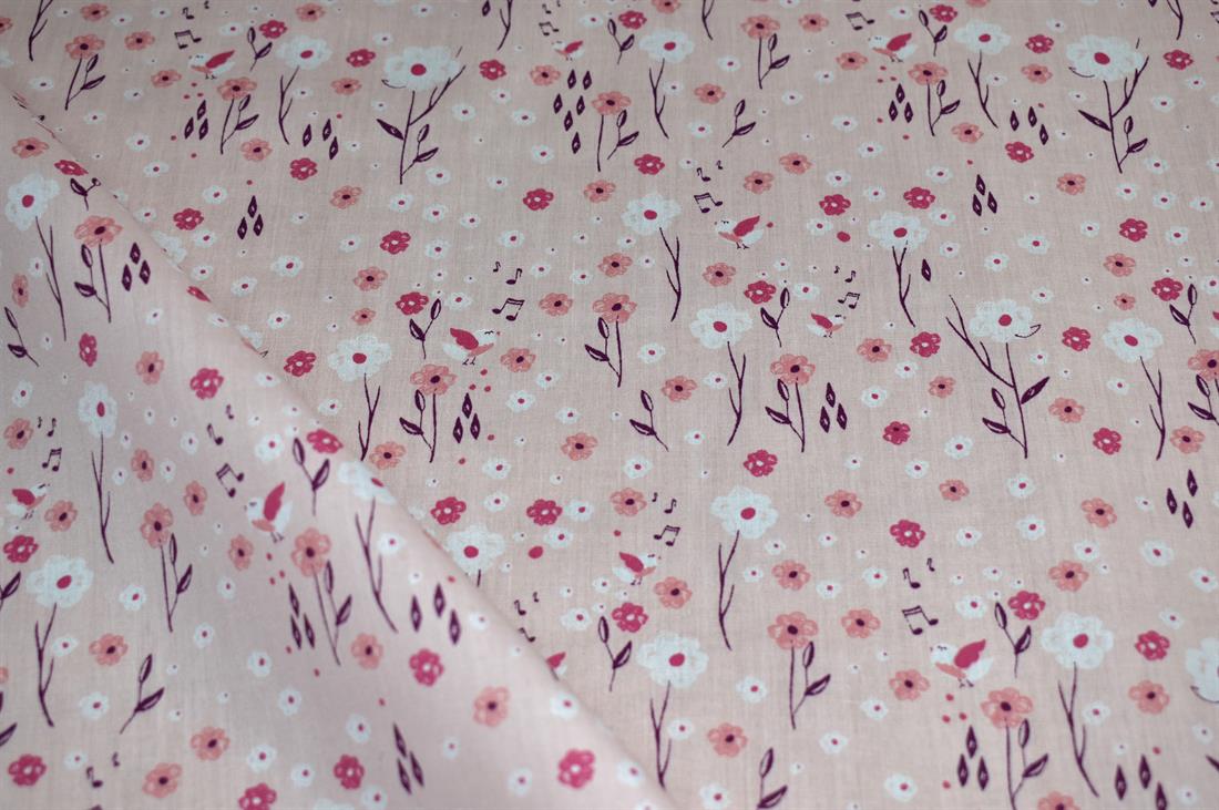 Light Pink Printed Polycotton Fabric
