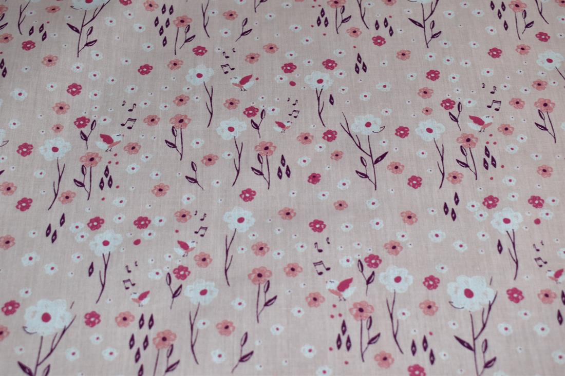 Light Pink Printed Polycotton Fabric