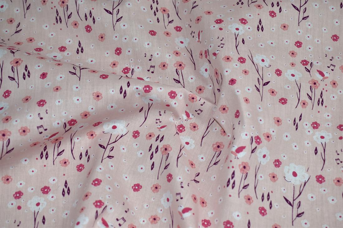Light Pink Printed Polycotton Fabric