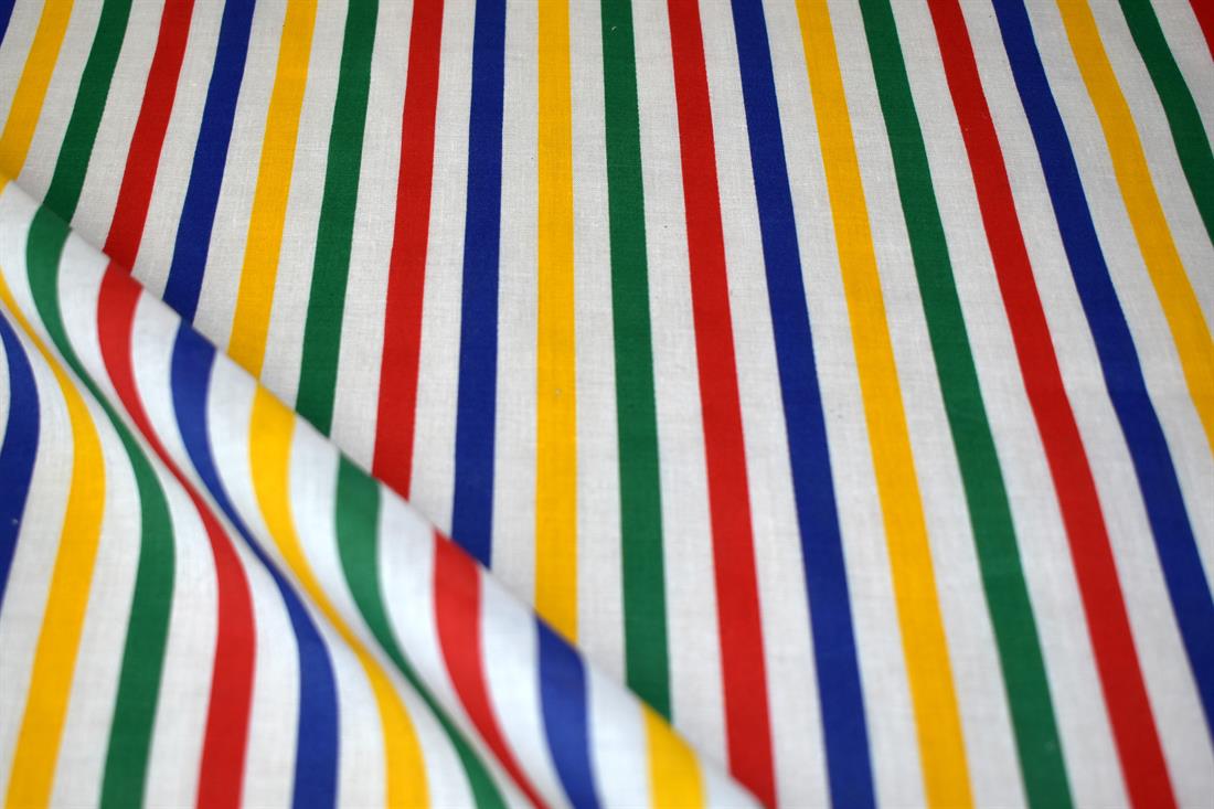 Printed Stripe Polycotton Fabric