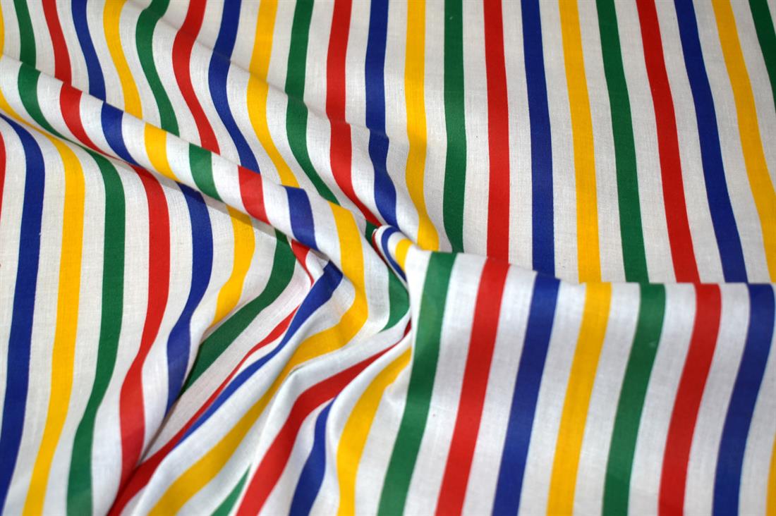Printed Stripe Polycotton Fabric