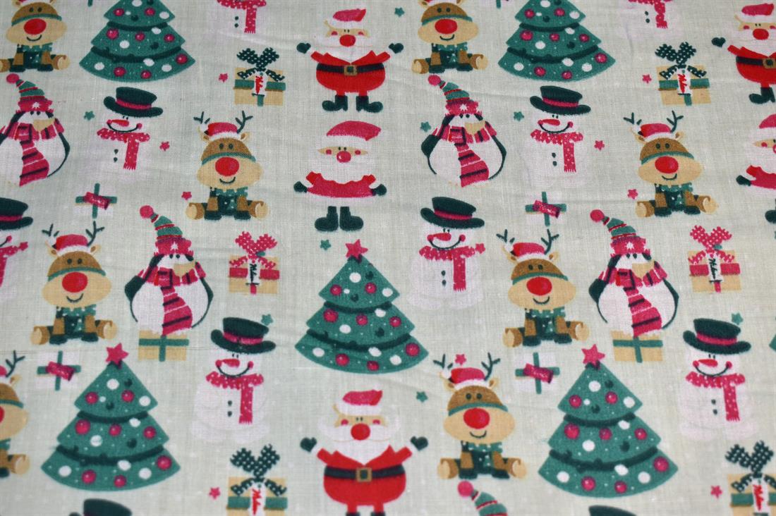 Mint Printed Christmas Polycotton Fabric