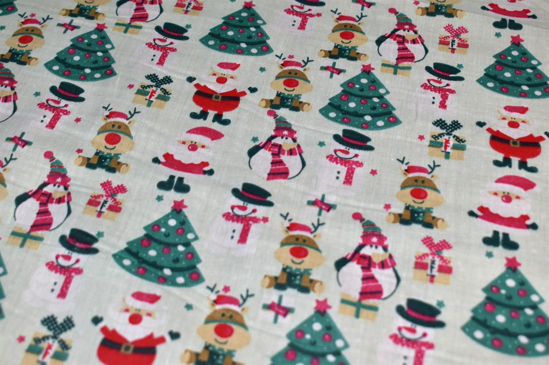 Mint Printed Christmas Polycotton Fabric