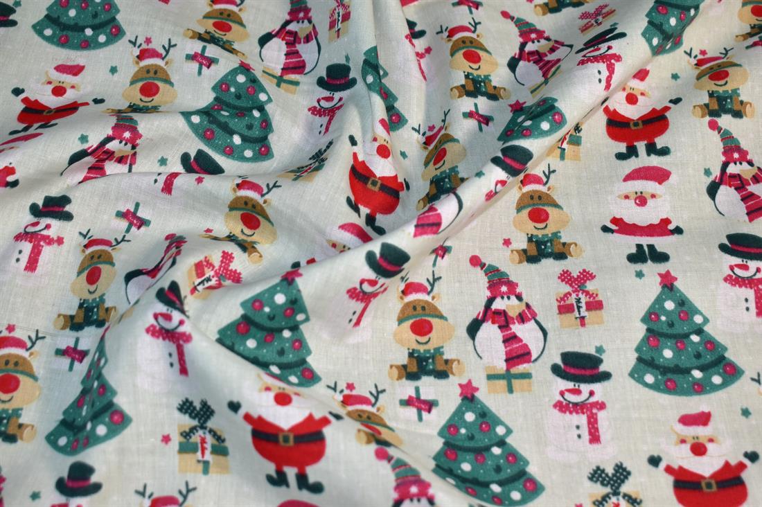 Mint Printed Christmas Polycotton Fabric
