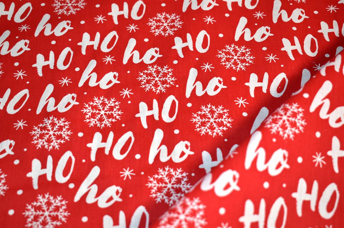 Red Printed Christmas Polycotton Fabric