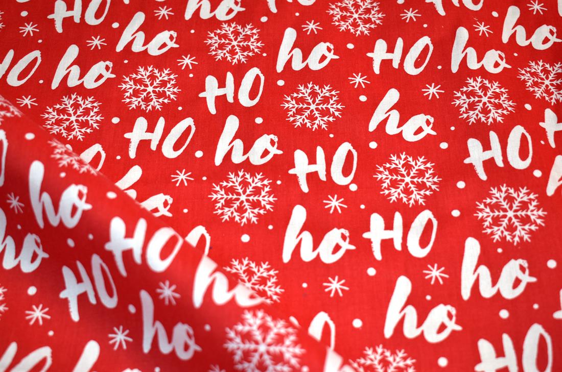 Red Printed Christmas Polycotton Fabric