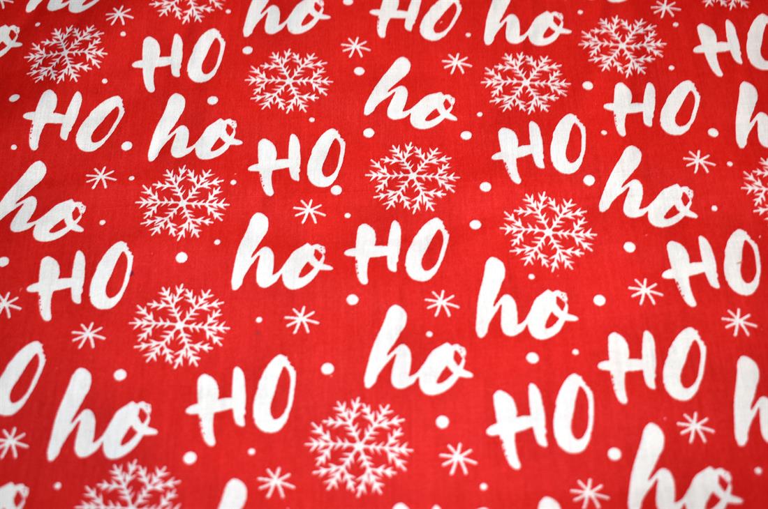Red Printed Christmas Polycotton Fabric
